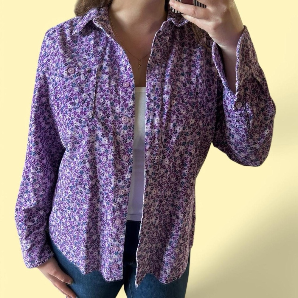 Floral Corduroy Button Up Top